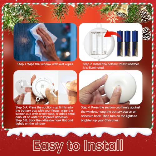 3 Pack Christmas Snowflake Window Lights - Battery Operated, Cool White, Indoor Decor