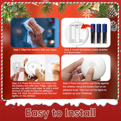 3 Pack Christmas Snowflake Window Lights - Battery Operated, Cool White, Indoor Decor