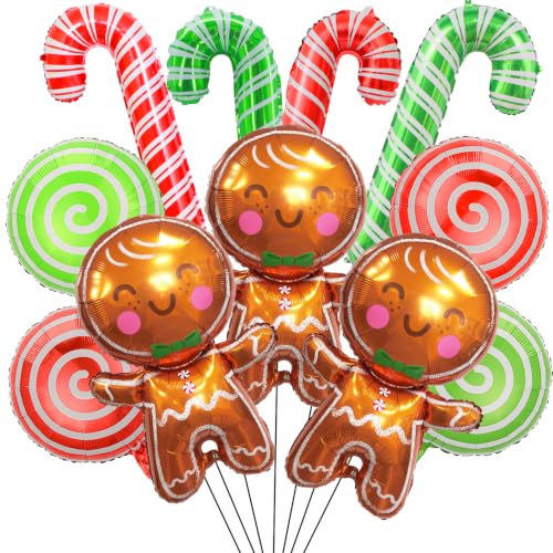 Christmas Balloons Set with Gingerbread Man & Candy Cane - Brown Variation