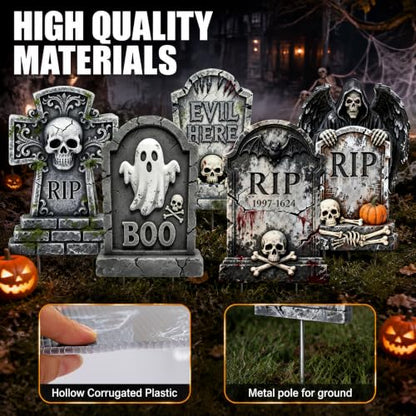 25-Inch Halloween Tombstones Graveyard Decorations Outdoor 5 Pack