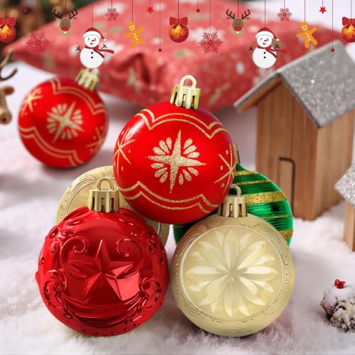 82PCS Christmas Ornaments Set - Green, Red & Gold Holiday Decorations with Variation Red & Gold & Green