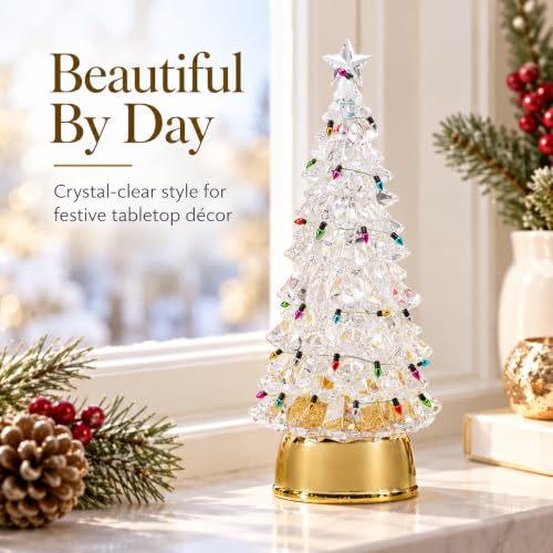 Multicolor Acrylic Christmas Tree Snow Globe Lights - Festive Table Decor