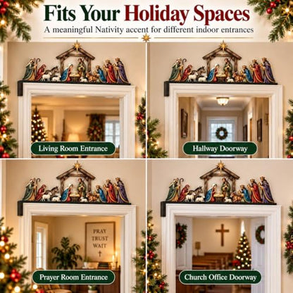 12in Nativity Scene Door Topper Christmas Front Door Frame Decor - Holy Night Display