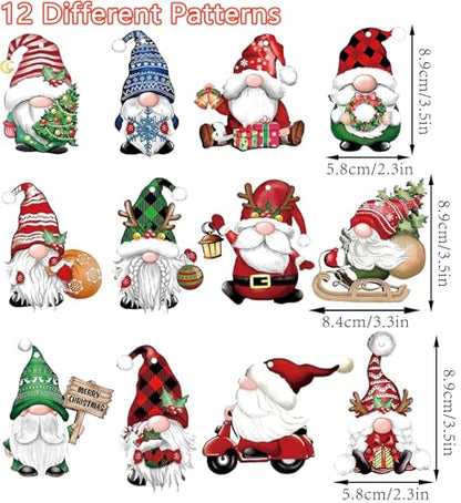 12 Pack Christmas Gnome Wooden Ornaments Holiday Tree Decor