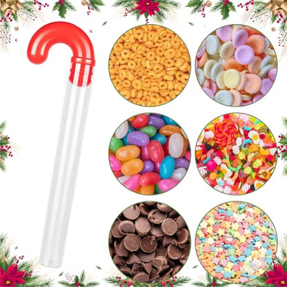 12Pcs Clear Plastic Candy Cane Tubes for Christmas Sweets & DIY Treats