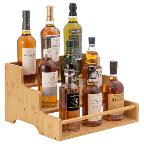 Mufico Bamboo Liquor Bottle Display Shelf Coffee Syrup Rack Organizer
