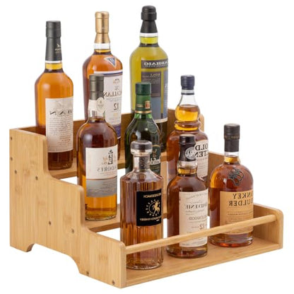 Mufico Bamboo Liquor Bottle Display Shelf Coffee Syrup Rack Organizer