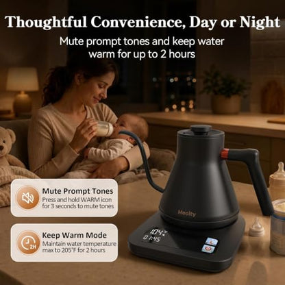 Mecity Electric Kettle with 6 Preset Temperatures & Touchscreen - Black
