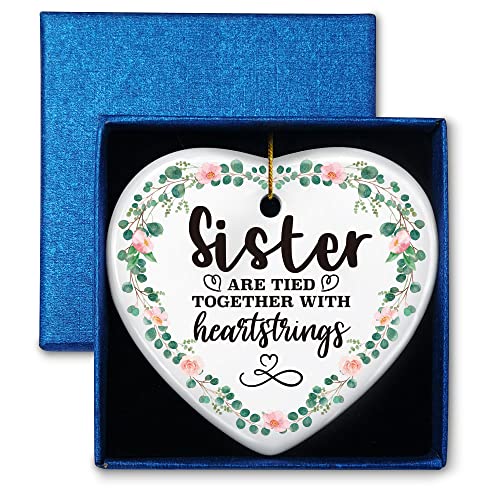 Heart-Shaped Holiday Ornament Keepsake Gift for Sister - Gold