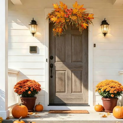 Autumn Fall Swag for Front Door - 33 inch Harvest Wreath Decor