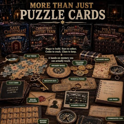 Multicolor 24-Day Mystery Adventure Advent Calendar Puzzle Countdown with 6 Story Themes