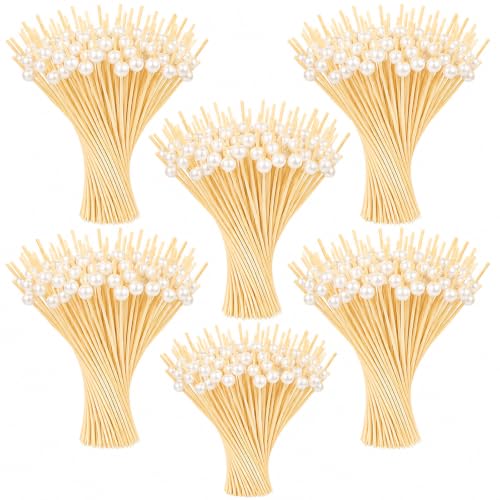 600 White Pearl Cocktail Picks - 4.7 Inch Food Skewers for Appetizers & Party Decor