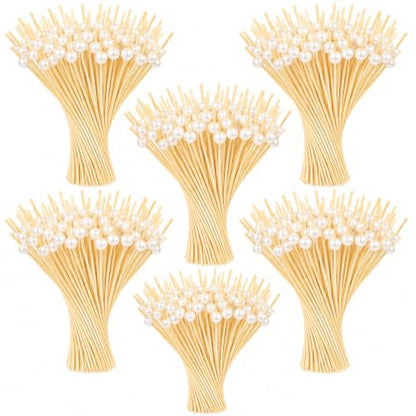 600 White Pearl Cocktail Picks - 4.7 Inch Food Skewers for Appetizers & Party Decor