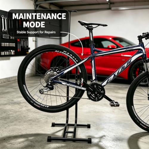 Adjustable Indoor Bicycle Stand for 24-29 Inch Bikes, Space-Saving Bike Rack with Maintenance Function