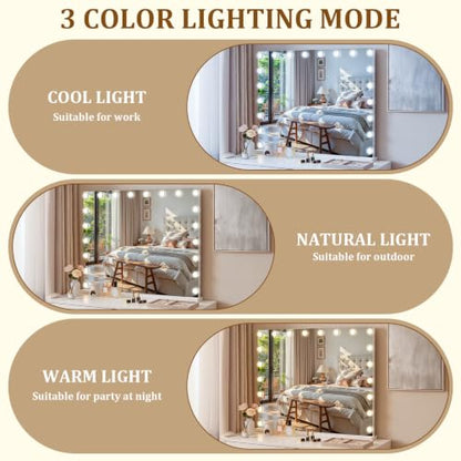 Hansong Large Hollywood Vanity Mirror with Lights 20 Bulbs - 30" x 37.4"