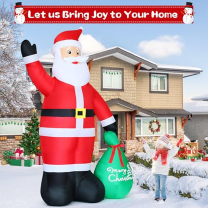 Inflatable Santa Claus Christmas Yard Decor with LED Lights - 10.3 ft