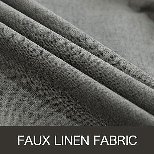 MIULEE Linen Blackout Curtains - 100% Room Darkening Thermal Insulated Grommet Panels | Dark Grey, 42" x 90" (2 PCs)