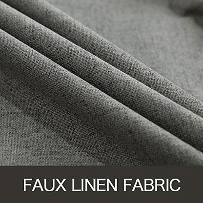 MIULEE Blackout Curtains - 100% Thermal Insulated Dark Grey Linen Texture Drapes | 52x63 Inch (2 Panels)