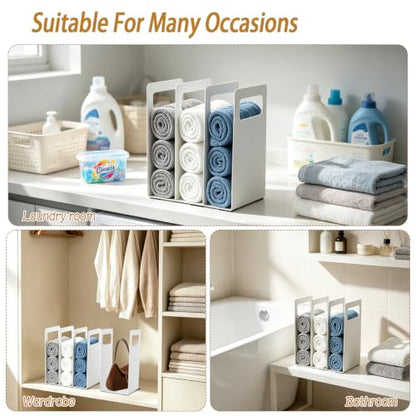 Interlocking Metal Towel Organizer Set - Adjustable Bathroom Shelf Rack, 4-Pack