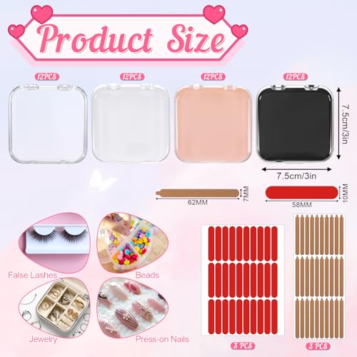 48 Pcs Acrylic Nail Display Storage Box Set with Seal & Tape - Transparent & Color Options