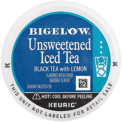 Bigelow Unsweetened Black Tea with Lemon Iced Tea K Cups, 22 Count Box (Pack of 1), Caffeinated 22 K Cup Pods Total