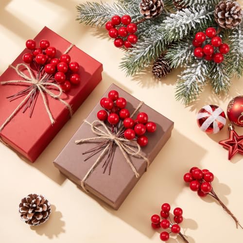 Artificial Holly Berry Picks - Red Foam Holiday Decorations for Wreaths & Crafts, 200 pcs