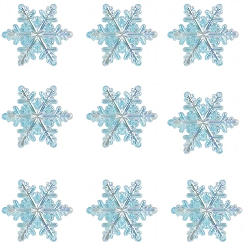 Blue Acrylic Snowflake Ornaments - 20pcs 1.7 Inch Christmas DIY Decorations