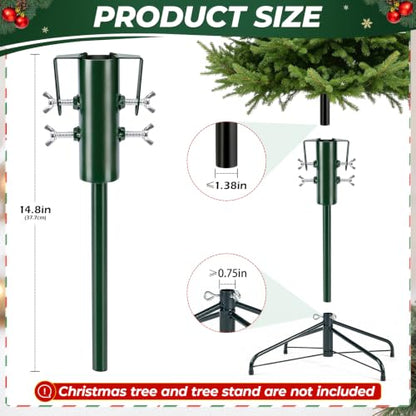 Christmas Tree Height Extender Pole with Clamp Plates - Fits 0.5-1.38 Inch Poles