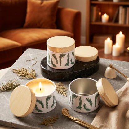 Christmas Candle Tins Set - 36 Empty 4 oz Metal Tin Jars with Lids for Handmade Candles