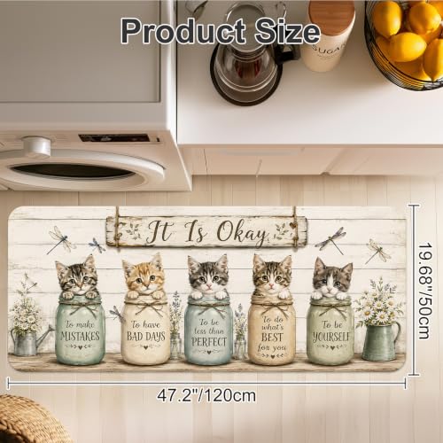 Laundry Room Rug - Cats & Rustic Jars Design, 47 x 20 Polyester, Variation HC-HD26466