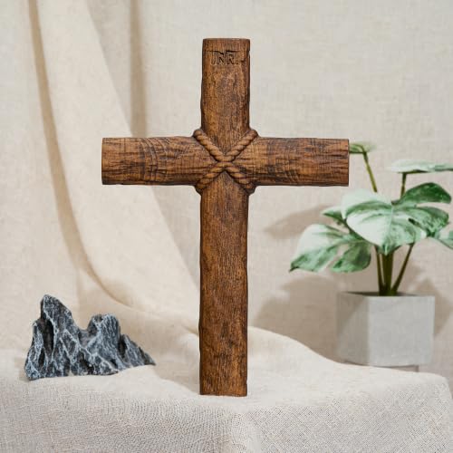 9.84in Rustic Wooden Cross Wall Decor Handmade Religious Gift