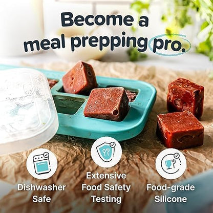 Souper Cubes Silicone Freezer Molds - Ideal for Storing Garlic, Herbs, and Purees - Aqua | 2-Pack