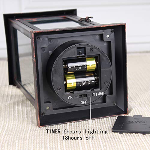 15-Inch Flameless LED Lantern with Timer & Candle for Indoor Outdoor Decor