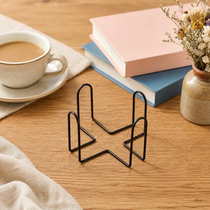 Black Metal Coaster Holder - Vintage Iron Stand for 4-9 Coasters