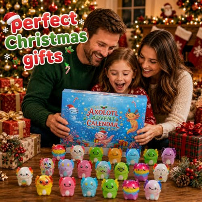 Blue Axolotl Squishy Advent Calendar 2026 - 24 Soft Slow-Rising Toys Christmas Countdown
