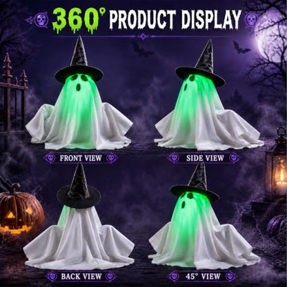 Animated Ghost Halloween Decoration Sound & Tap Activated Green Face Glow