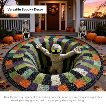 Halloween 3D Optical Illusion Rug - Ghosts Skeleton Pumpkins Door Mat