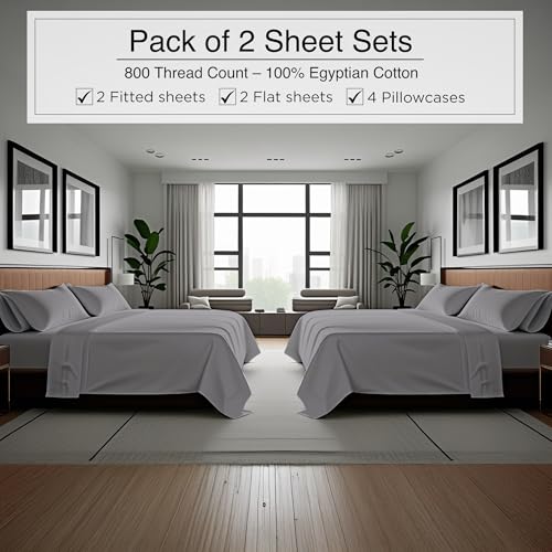 Egyptian Cotton King Sheet Set - Silver Grey 04 - 2 Pack Bed Sheets