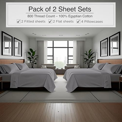 Egyptian Cotton King Sheet Set - Silver Grey 04 - 2 Pack Bed Sheets
