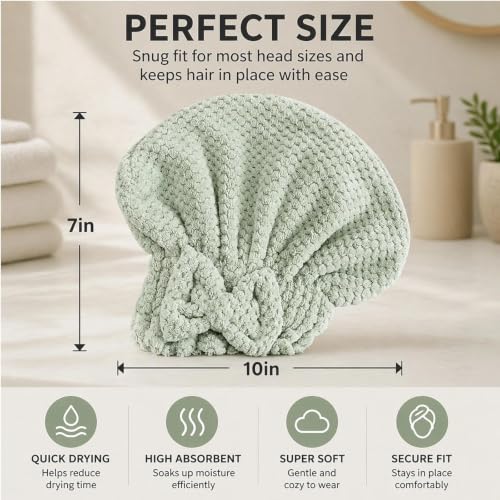 3-Pack Hair Towel Caps with Satin Pillowcase & No-Crease Hair Ties - Hair Care Set