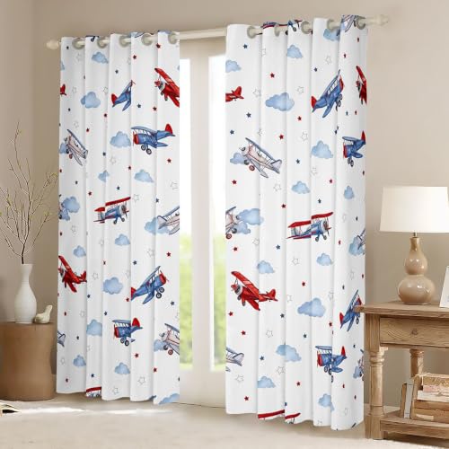 Manfei Vintage Aircraft Window Drapes Vehicle 06 Blackout Curtains 42W x 84L Inch