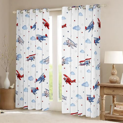 Manfei Vintage Aircraft Window Drapes Vehicle 06 Blackout Curtains 42W x 84L Inch
