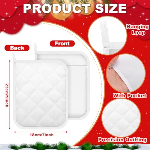 Christmas Sublimation Pot Holder Set with Pockets & Markers - Bulk 24 Pack
