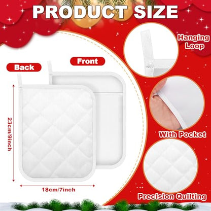 Christmas Sublimation Pot Holder Set with Pockets & Markers - Bulk 24 Pack