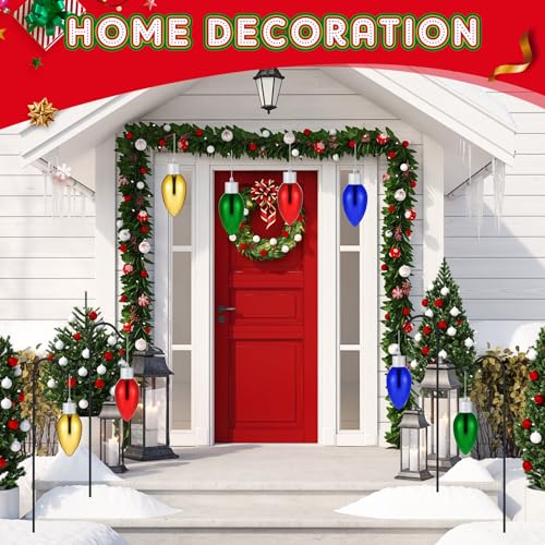 12 Pcs 6 Inch Christmas Lightbulb Ornaments for Outdoor Tree Decor
