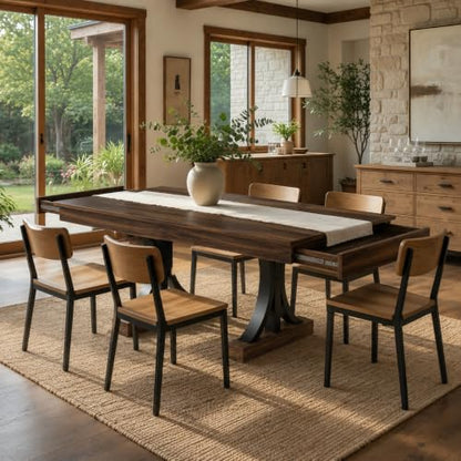 Farmhouse Dining Table for 4-6 - 63-Inch Rectangular Kitchen Table