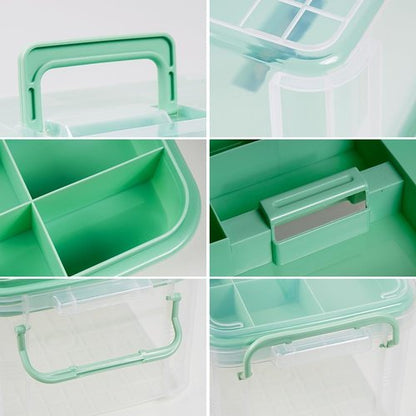 Hey Foly 15qt Clear Medicine Organizer - Thickened Plastic First Aid Box with Tray & Labels