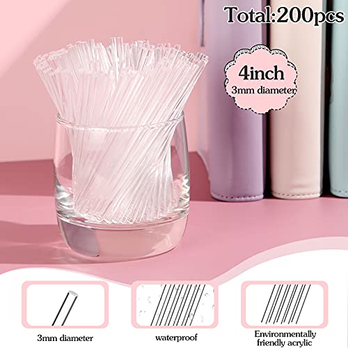 200 Pieces Acrylic Lollipop Sticks Cake Pops Sticks Candy Sticks Treat Sticks for Wedding Halloween Christmas Candy Cake Pops Cupcake Toppers Chocolate Cookie Dessert (Clear, 4 Inch)