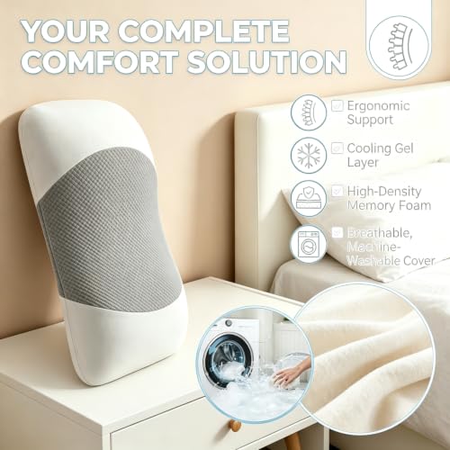 Eryuk Pink Memory Foam Lumbar Support Pillow for Bed - Ergonomic Contour