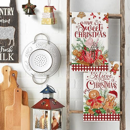 Christmas Kitchen Towels Set of 2 - 18x26 Inch Soft Absorbent Dish Towels